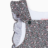 baby girl green floral delphina dungarees