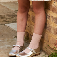 baby pale pink ribbed short socks