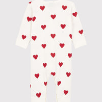 baby white red girl heart romper