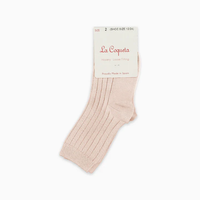 baby pale pink ribbed short socks