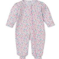 baby girl pink floral fantasy footie w/zip