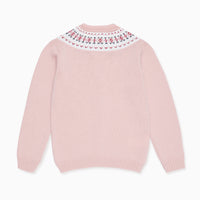 girls pink fair isle cardigan