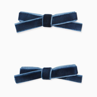 two small velvet bow clips navy