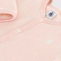 baby girl pink terry front snap footie
