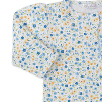 baby girl blue floral fantasy footie w/zip