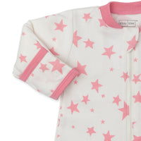baby girl pink star zone footie w/zip