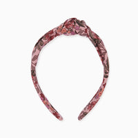 girls pink floral top knot headband