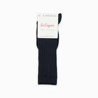 girls navy ribbed knee high socks