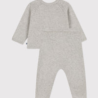 baby girl grey heart knit sweater & pant set