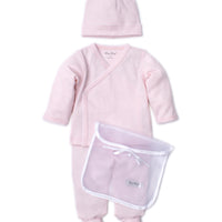 baby pink kissy pointele set w/tulle bag