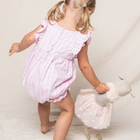girls pink gingham ruffled romper