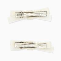 two small velvet bow clips white