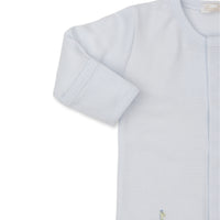 baby blue safari style emb footie