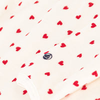 baby girl red velour side snap heart footie