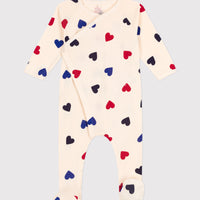 baby girl heart print side snap footie