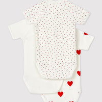 baby girl red 3 pk hearts ss crossover bodysuit