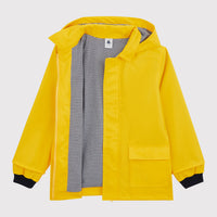 baby yellow hooded rain jacket