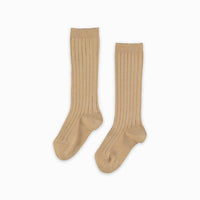 girls tan ribbed knee high socks