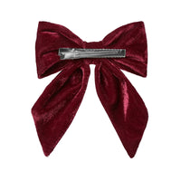 long velvet bow clip burgundy