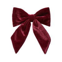 long velvet bow clip burgundy