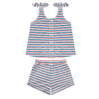 stripe terry short set