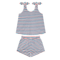 stripe terry short set