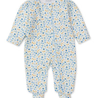 baby girl blue floral fantasy footie w/zip