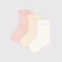 baby girl pink white 3 pk socks