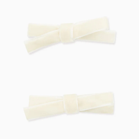 two small velvet bow clips white