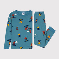 boys blue snowboard loungewear ls top & pant