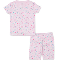 baby girl pink hearts&rainbows short pj set