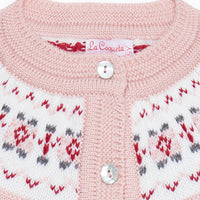 girls pink fair isle cardigan