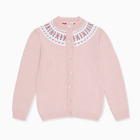 girls pink fair isle cardigan