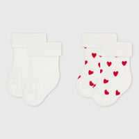 baby white 2 pk heart socks