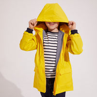 baby yellow hooded rain jacket