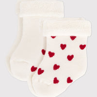 baby white 2 pk heart socks