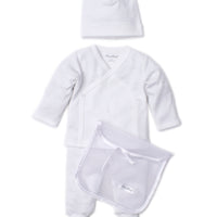 baby white kissy pointele set w/tulle bag