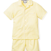 baby yellow gingham shorts set