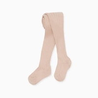 girls pale pink ribbed tights