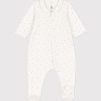 baby boy white velour star zip collar footie