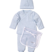 baby blue kissy pointele set w/tulle bag