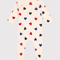 baby girl heart print side snap footie