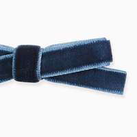 two small velvet bow clips navy
