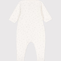 baby boy white velour star zip collar footie