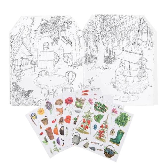 garden coloring sticker book