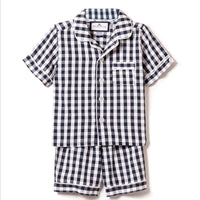 gingham short set navy