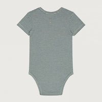 baby striped onesie blue grey