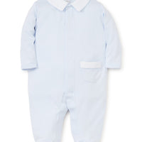 baby kissy new beginnings footie w/collar light blue