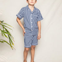 gingham short set navy