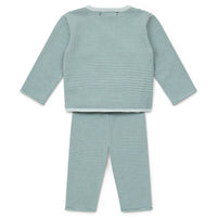 baby fine striped newborn set bleu